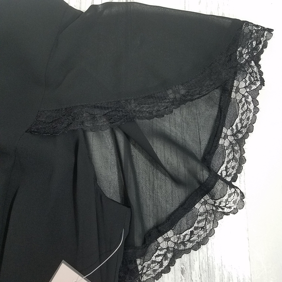 Nanette Lepore Cape Sleeve w Lace Chiffon Dress 6 - Picture 5 of 12